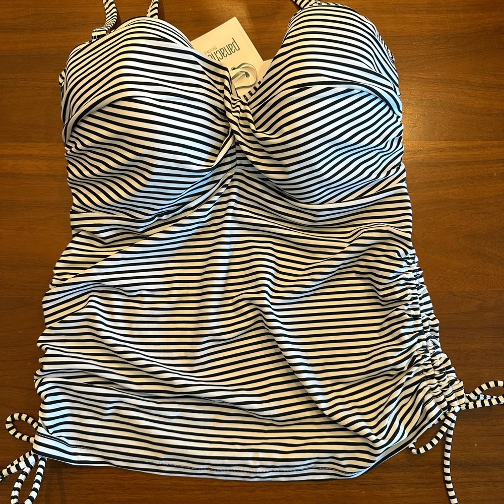 Panache Striped Black and White Swimsuit Top